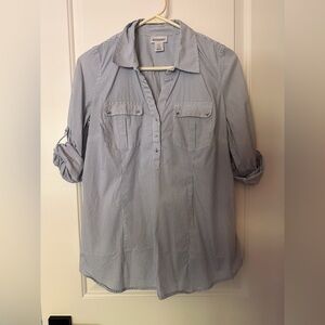 Motherhood Blue and White Striped Maternity Shirt